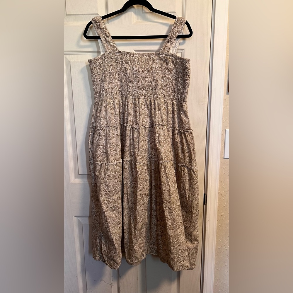 Neuflora Smocked Floral Sundress in Beige Floral - Picture 3 of 4